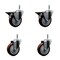 Service Caster 4'' Maroon Poly Wheel Swivel 7/16'' Grip Ring Stem Caster Set 2 Brakes, 4PK SCC-GR20S414-PPUB-MRN-PLB-716138-2S2 - alternate 1